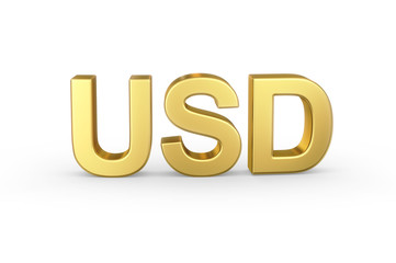 Golden 3D USD currency shortcut isolated with clipping path