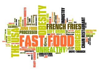 Unhealthy diet words - tag cloud illustration