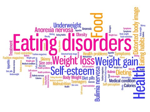 Eating disorders words - tag cloud illustration