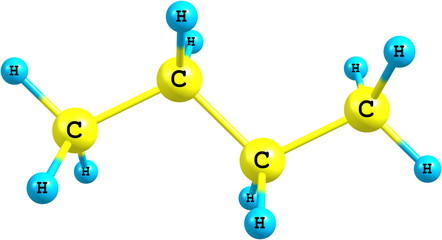 Molecular structure of butane on white - obrazy, fototapety, plakaty