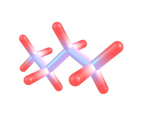 Molecular structure of butane on white