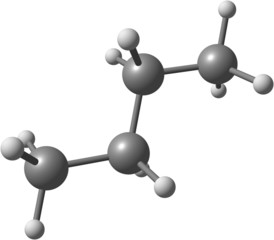 Molecular structure of butane on white