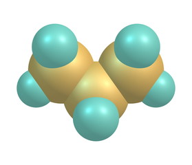 Molecular structure of propane on white