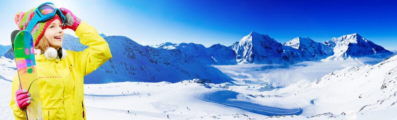 Fototapeta premium Ski, winter - young skier enjoying winter vacation
