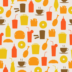 Seamless background with fast food