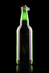 open wet beer bottle