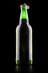 open wet beer bottle