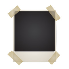 Vector Polaroid photo with adhesive tape on white