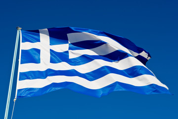 Flag of Greece waving in the wind