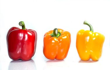 bell peppers - Yellow Red Orange isolated on white background