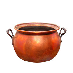 Empty bronze pot. Vintage handmade product.