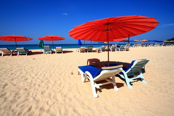 Clear sky beach umbrella