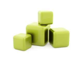 Four green cubes