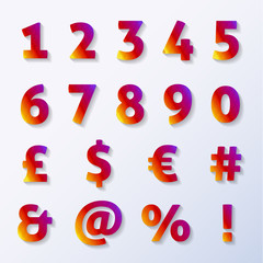 Numbers and letters with diamond texture and shadow