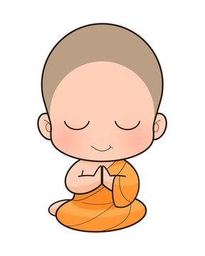 Buddhist Monk cartoon, illustration