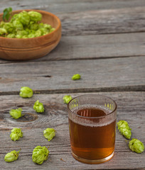 Harvest of hops and drink from the hops