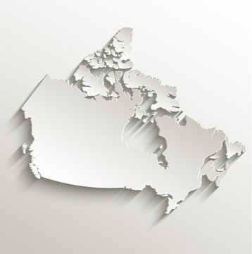 Canada map card paper 3D natural vector