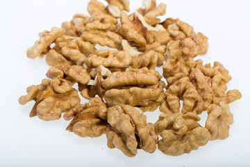 cracked walnut isolated on the white background