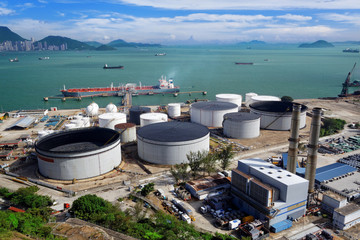 Fototapeta na wymiar aerial view of petrol industrial zone