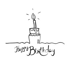 Cake ans Happy Birthday. Happy birhtday sketch