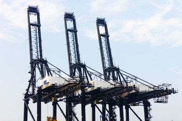 Fototapeta na wymiar Port cargo crane and container