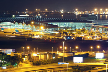 Fototapeta na wymiar modern city night airport