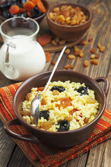 Millet porridge with dried fruit