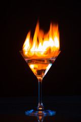 colourful coctail on fire