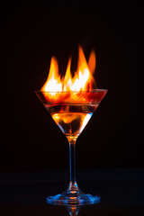 colourful coctail on fire