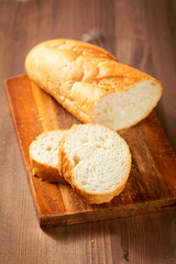 sliced bread on wooden table