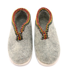 Pair of traditional wool felt slippers