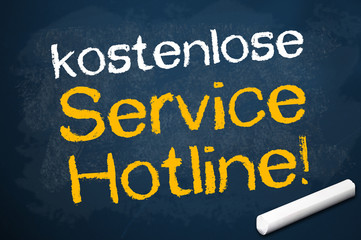 Kreidetafel mit kostenlose Servicenhotline