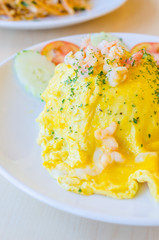 Scrambled eggs shrimp