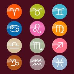 Vector Zodiac, Horoscope Circle Colorful Symbols