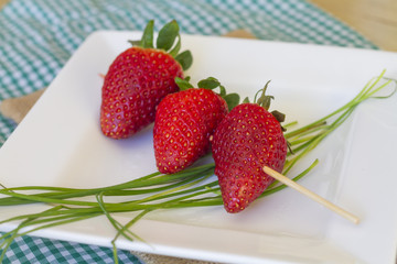 Skewer of strawberries