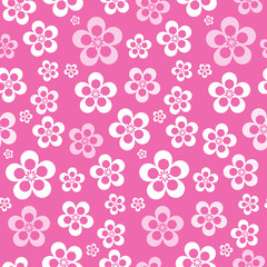 Vector Abstract Retro Seamless Pink Flower Pattern - Background