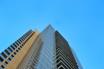 Obraz premium Beautiful view of skyscrapers on sky background