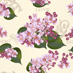 Beautiful vector seamless floral  pattern with lilac flowers