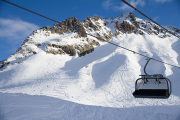 Chairlift in ski resort Krasnaya Polyana, Russia