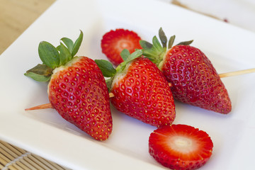 Skewer of strawberries