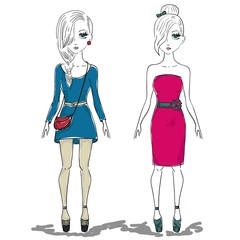 hand drawn illustration fashion girl, woman