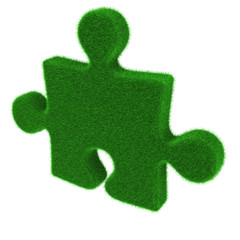 Fototapeta premium Green grass puzzle piece