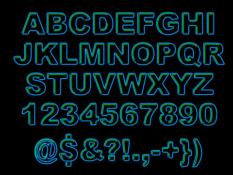 Bold Neon Alphabet
