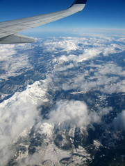 Aerial view of Pyrenees mountains, between Spain and France, cov