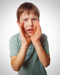 boy calling kids cries shouts teenager opened his mouth isolated