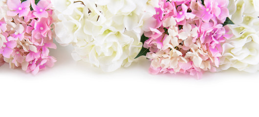 Bouquet of beautiful artificial flowers, isolated on white