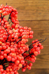 Artificial berries, on wooden background