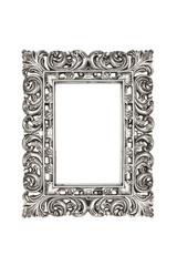Silver picture frame over white with clipping path