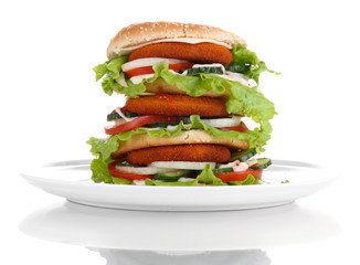 Huge burger, isolated on white