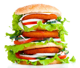 Huge burger, isolated on white